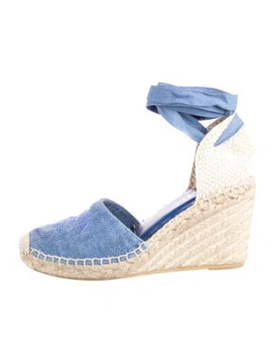 Pre-owned Prada Canvas Colorblock Pattern D'orsay Pumps In Blue