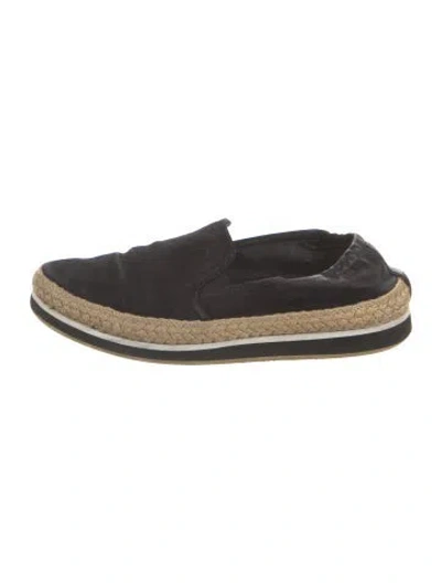 Pre-owned Prada Canvas Colorblock Pattern Espadrilles In Black