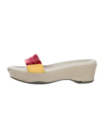 Pre-owned Prada Canvas Colorblock Pattern Espadrilles In Neutral