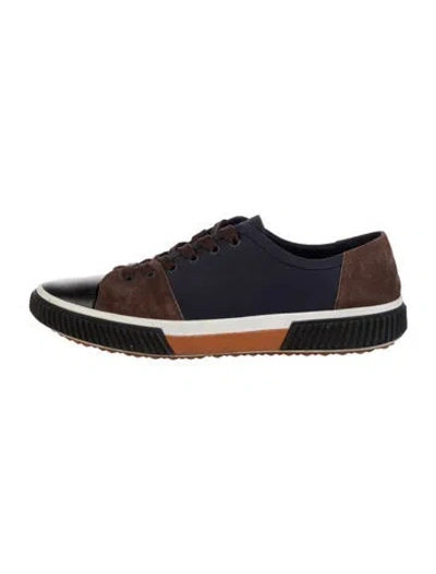 Pre-owned Prada Canvas Colorblock Pattern Sneakers In Blue