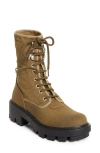 Prada Canvas Combat Boot In Brown
