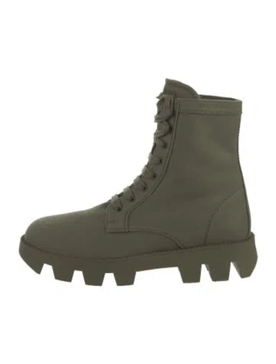 Pre-owned Prada Canvas Combat Boots In Green