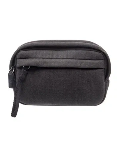Pre-owned Prada Canvas Cosmetic Pouch In Grey