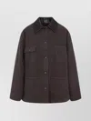 Prada Canvas Cotton Jacket Leather Collar In Brown