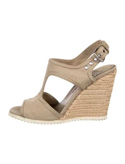 Pre-owned Prada Canvas Cutout Accent Espadrilles In Brown