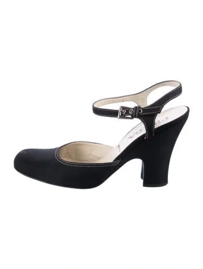 Pre-owned Prada Canvas D'orsay Pumps In Black