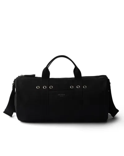 Prada Weekender Aus Canvas In Black