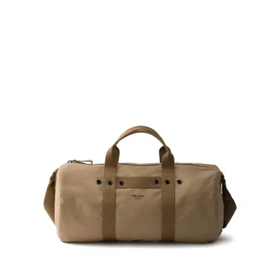 Prada Canvas Duffel Bag In Neutral