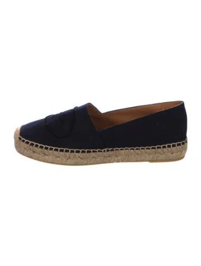 Pre-owned Prada Canvas Embroidered Accent Espadrilles In Black