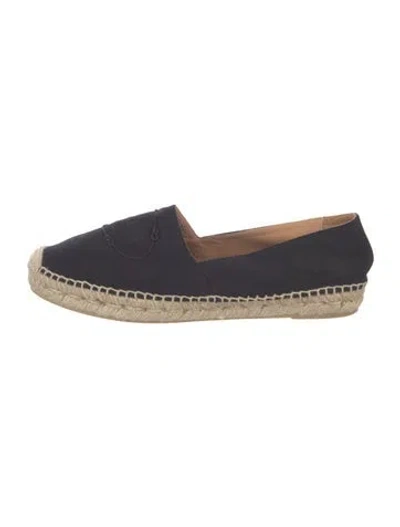 Pre-owned Prada Canvas Embroidered Accent Espadrilles In Blue