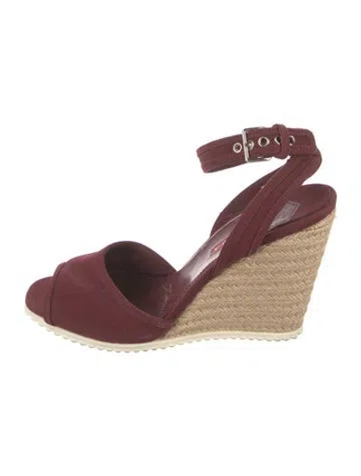 Pre-owned Prada Canvas Espadrilles In Burgundy