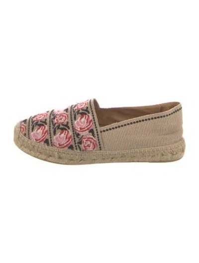 Pre-owned Prada Canvas Floral Print Espadrilles In Black/neutrals/pink