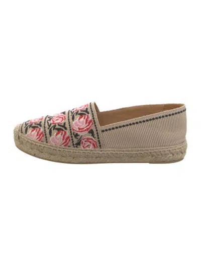 Pre-owned Prada Canvas Floral Print Espadrilles In Black/neutrals/pink