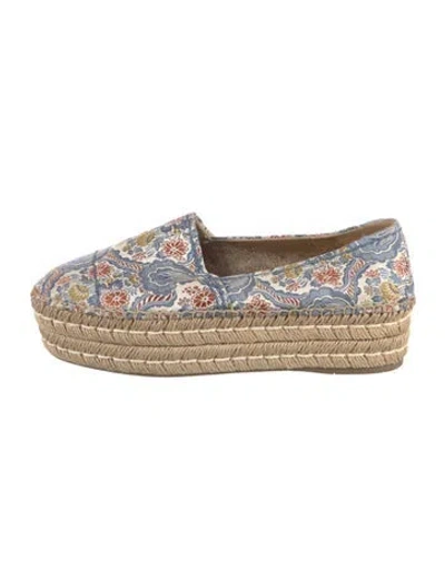 Pre-owned Prada Canvas Floral Print Espadrilles In Blue