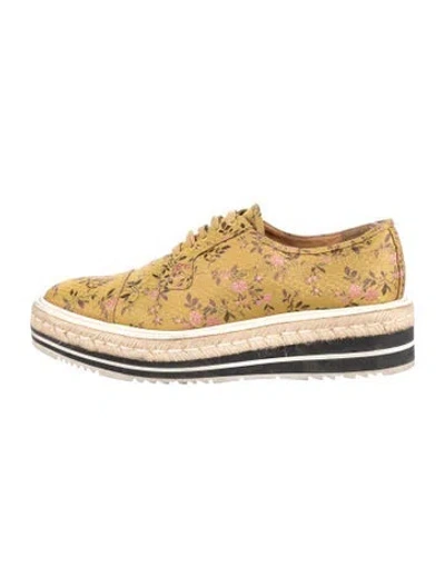 Pre-owned Prada Canvas Floral Print Flats In Yellow