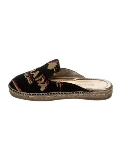 Pre-owned Prada Canvas Graphic Print Espadrilles In Black