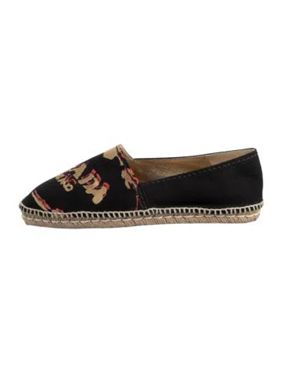 Pre-owned Prada Canvas Graphic Print Espadrilles In Black