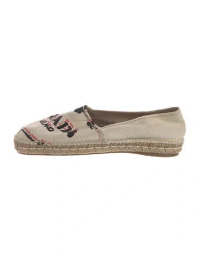 Pre-owned Prada Canvas Graphic Print Espadrilles In Neutral