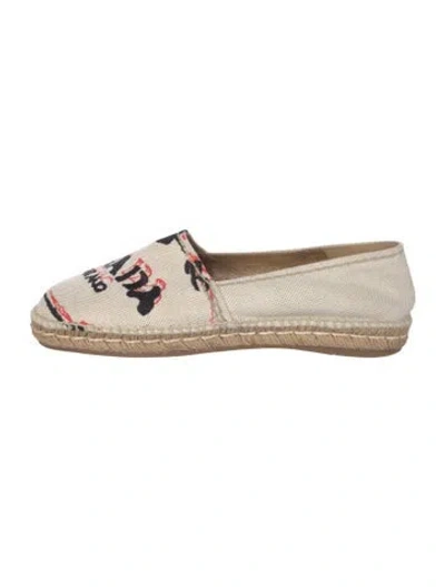 Pre-owned Prada Canvas Graphic Print Espadrilles In Neutral