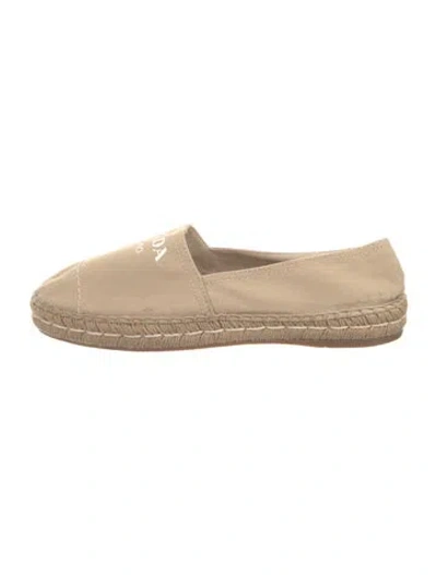 Pre-owned Prada Canvas Graphic Print Espadrilles In Neutral