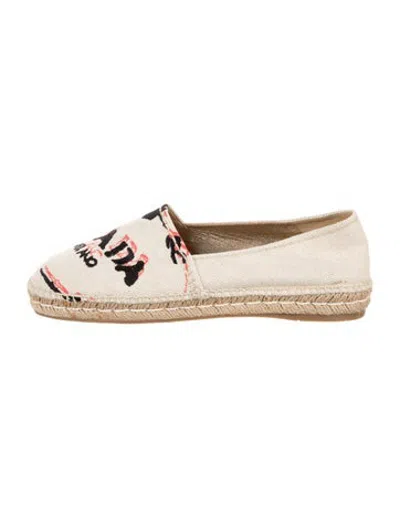 Pre-owned Prada Canvas Graphic Print Espadrilles In Neutrals