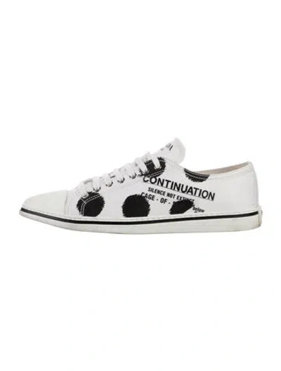 Pre-owned Prada Canvas Graphic Print Sneakers In White