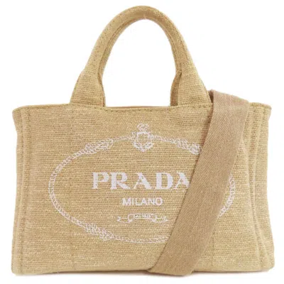 Pre-owned Prada Canvas Handbag () In Sand