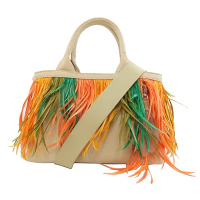 Pre-owned Prada Canvas Handbag () In Sand