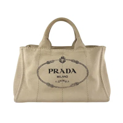 Pre-owned Prada Canvas Handbag Shoulder Bag () In Sand