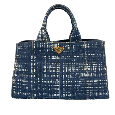 Pre-owned Prada Canvas Handbag Tote Bag () In Blue