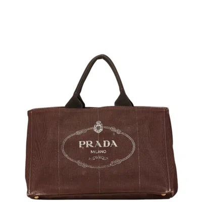 Pre-owned Prada Canvas Handbag Tote Bag () In Brown