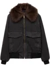 Prada Fur-collar Blouson Jacket In Black