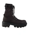 Prada Laced Boots With Grooved Sole In Black