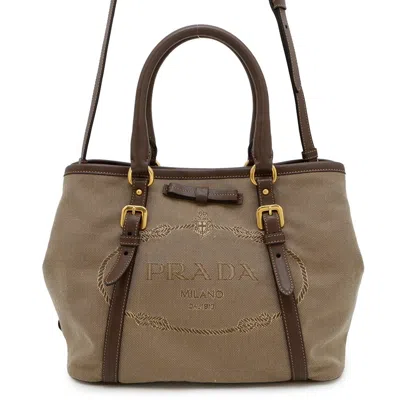 Pre-owned Prada Canvas Leather Handbag Shoulder Bag () In Multi
