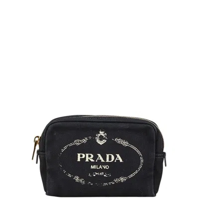 Pre-owned Prada Canvas Leather Pouch () In Black