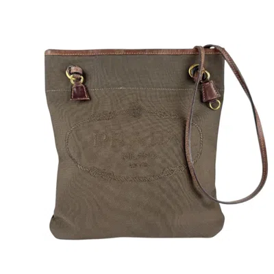 Pre-owned Prada Canvas Leather Shoulder Bag () In Brown