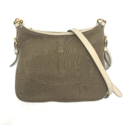 Pre-owned Prada Canvas Leather Shoulder Bag () In Sand