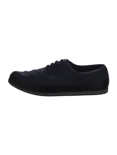 Pre-owned Prada Canvas Leather Trim Embellishment Sneakers In Black