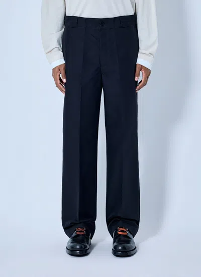 Prada Canvas Logo-plaque Trousers In Blue