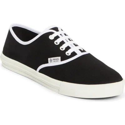 Prada Canvas Low Top Sneaker In Black