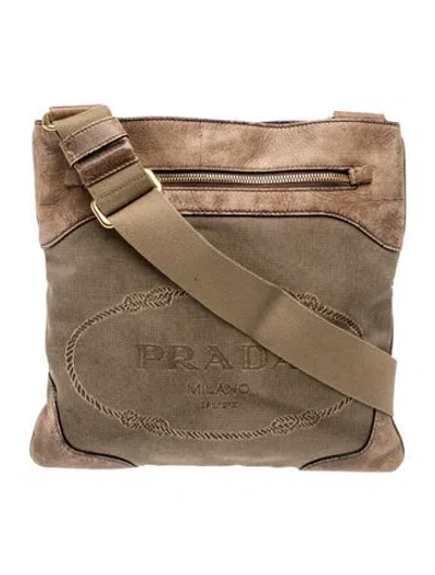 Pre-owned Prada Canvas Messenger Bag In Brown