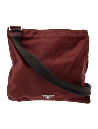 Pre-owned Prada Canvas Messenger Bag In Burgundy