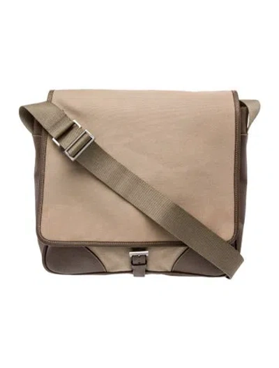 Pre-owned Prada Canvas Messenger Bag In Neutral