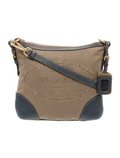 Pre-owned Prada Canvas Messenger Bag In Neutral