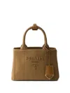 Prada Small Embroidered Cotton Canvas Shoulder Bag
