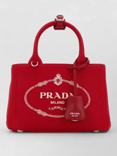 Prada Women Red Logo Mini Tote