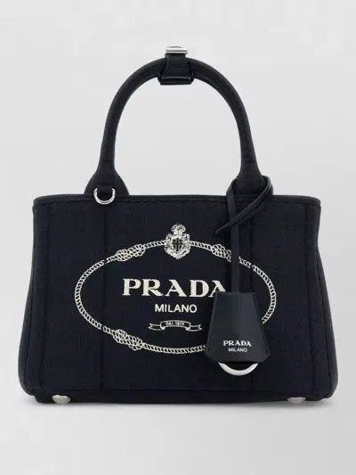 Prada Canvas Mini Jardinière Shoulder Handbag In Blue