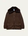 Prada Canvas Jacket In F0027 Marrone