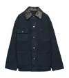 Prada Leather-collar Canvas Utility Jacket In Blue