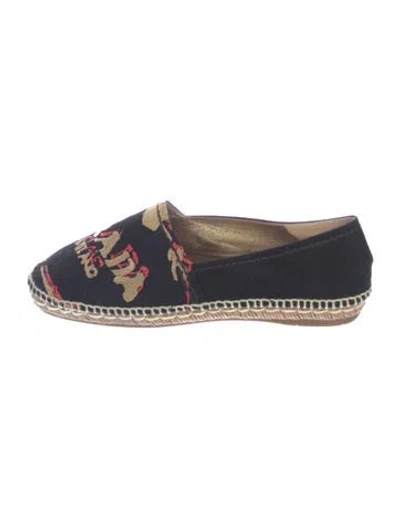 Pre-owned Prada Canvas Patterned Espadrilles In Black/gold